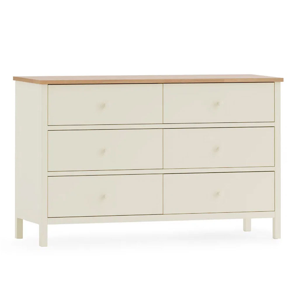 Wooden Chest Of 6 Drawers Wide - Coxmoor