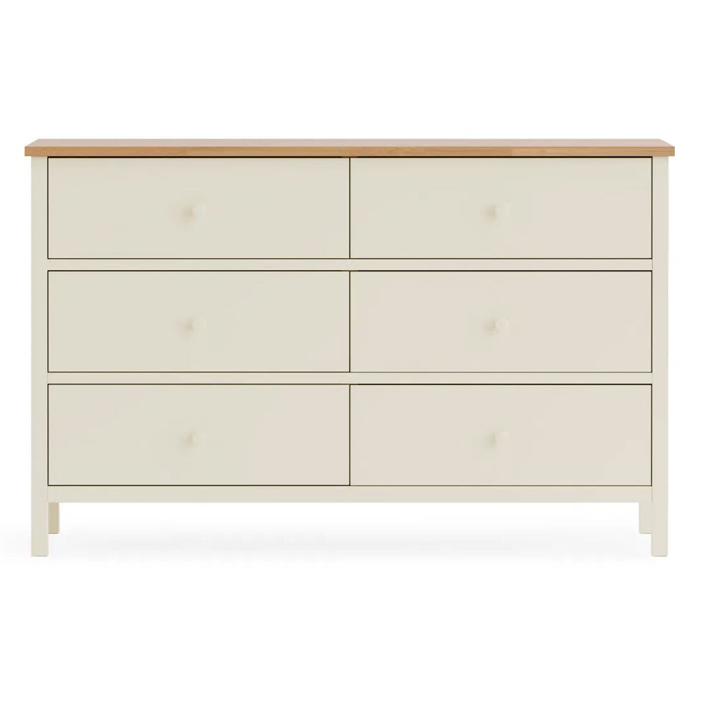 Wooden Chest Of 6 Drawers Wide - Coxmoor