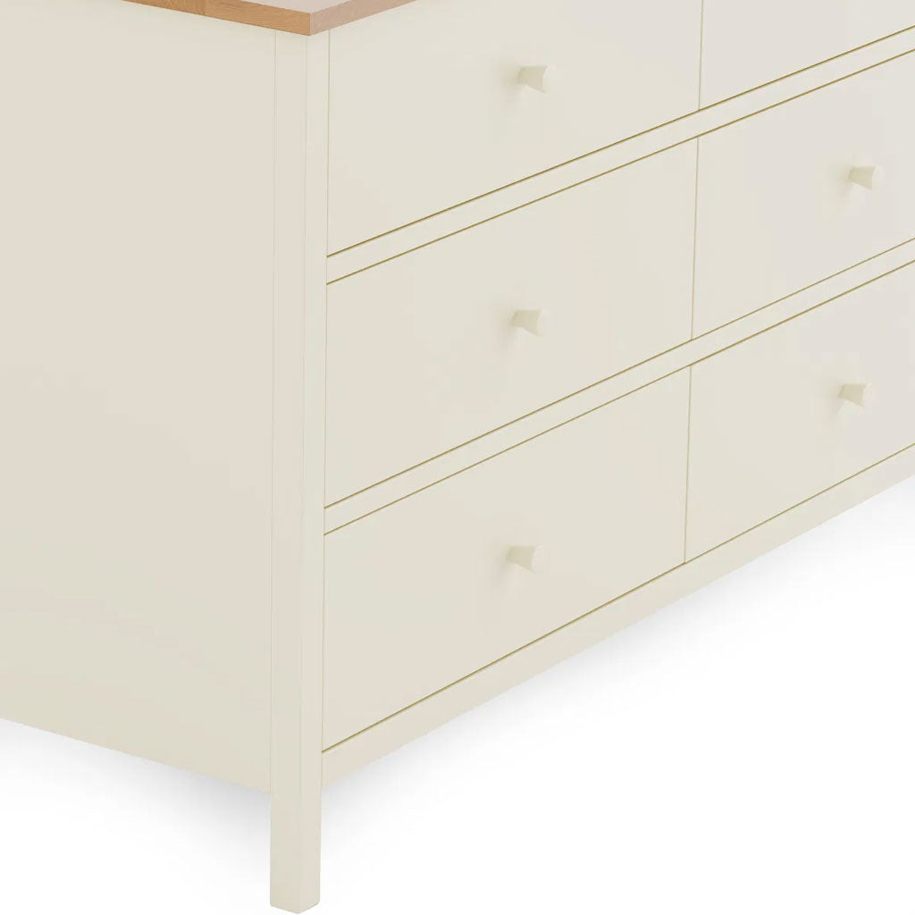 Wooden Chest Of 6 Drawers Wide - Coxmoor
