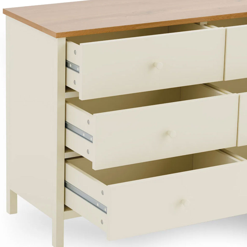 Wooden Chest Of 6 Drawers Wide - Coxmoor