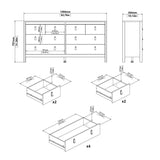 Wooden Chest Of 8 Drawers Double Dresser - Barcelona
