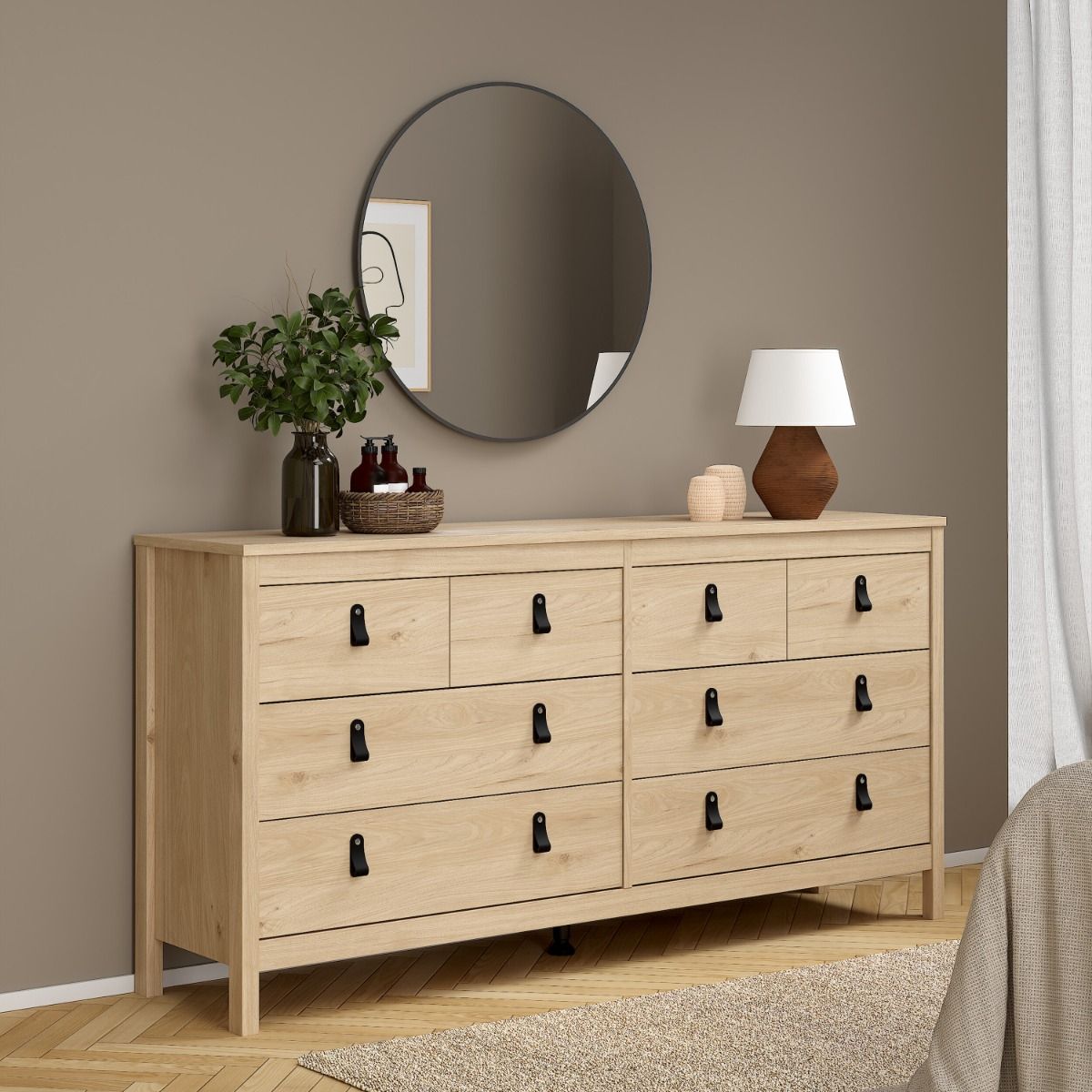 Wooden Chest Of 8 Drawers Double Dresser - Barcelona