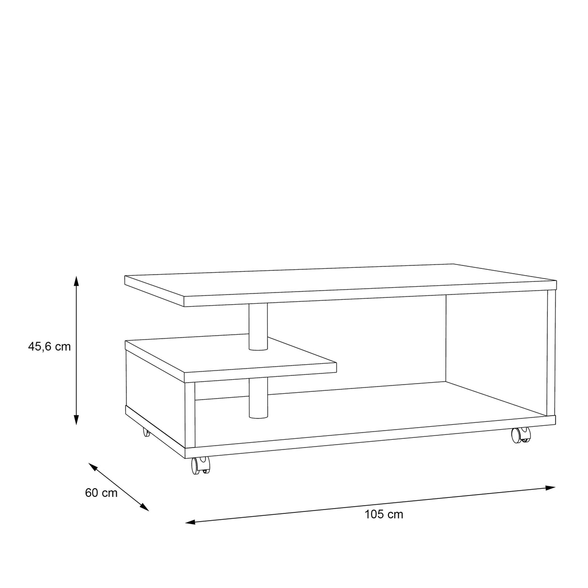 Wooden Coffee Table Rectangular With Lockable Wheels - Bailey