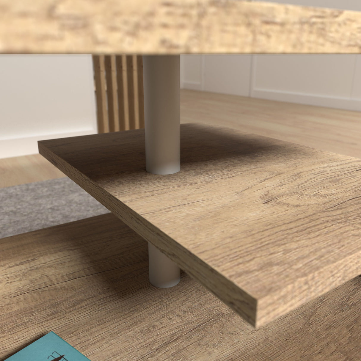 Wooden Coffee Table Rectangular With Lockable Wheels - Bailey