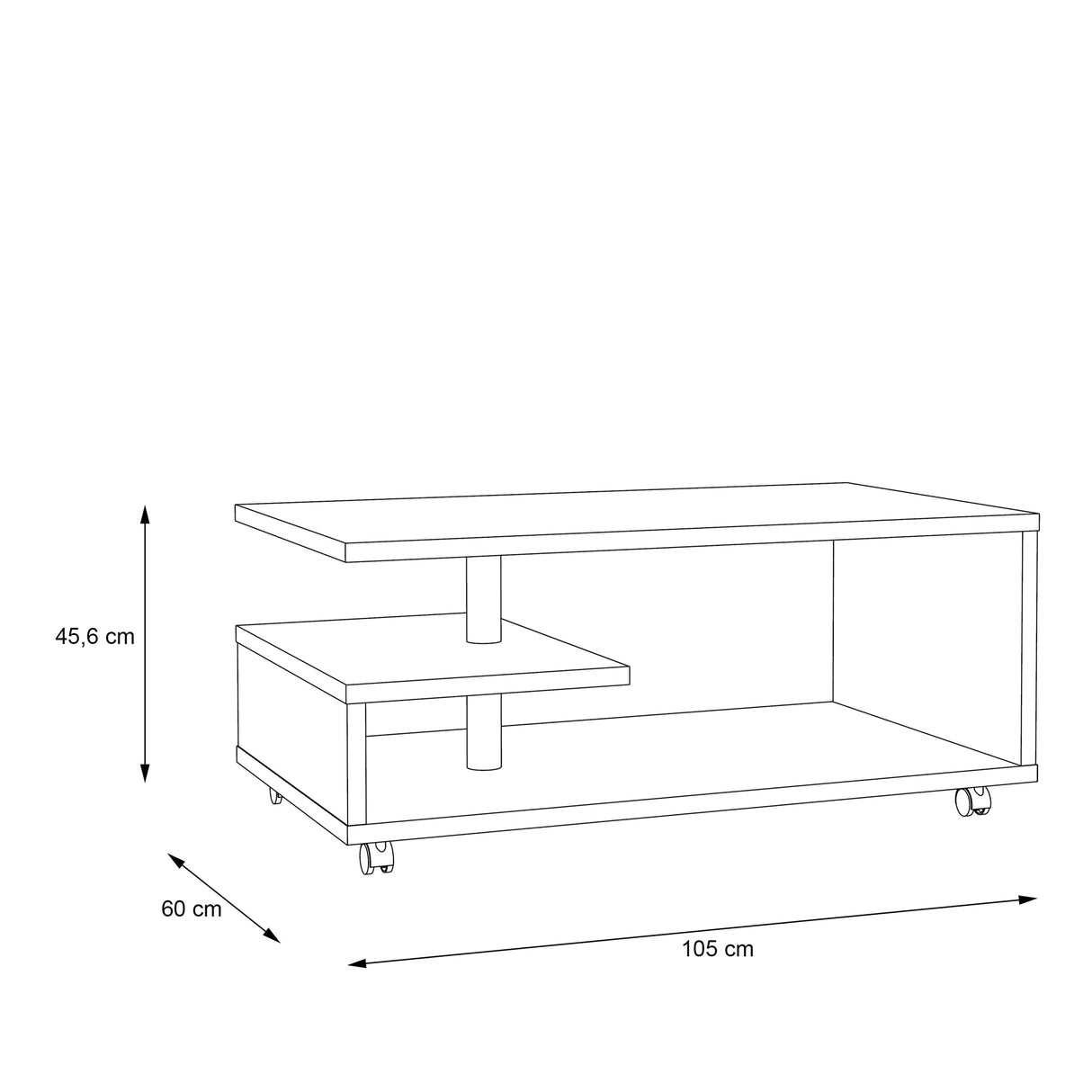 Wooden Coffee Table Rectangular With Lockable Wheels - Bailey