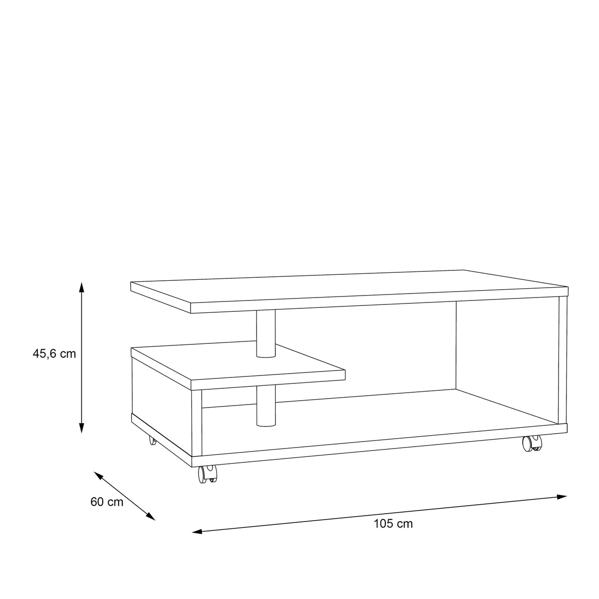 Wooden Coffee Table Rectangular With Lockable Wheels - Bailey