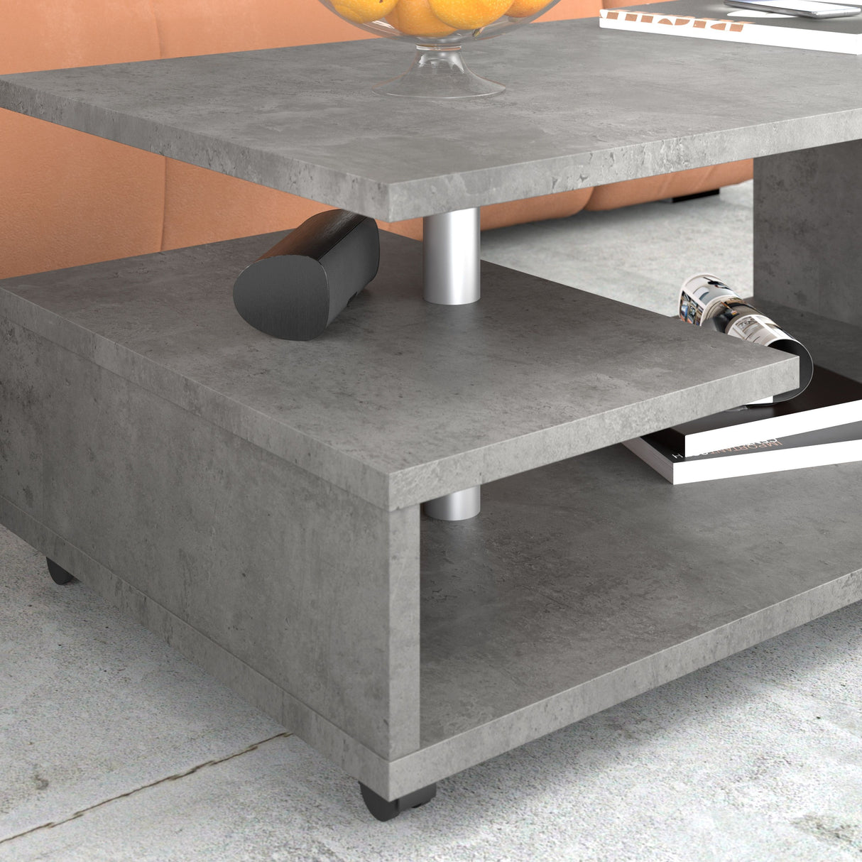 Wooden Coffee Table Rectangular With Lockable Wheels - Bailey