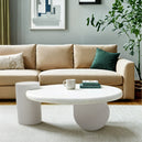 Wooden Coffee Table Round Abstract Design - Geo