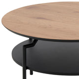 Wooden Coffee Table Round With Under Shelf - Goldington