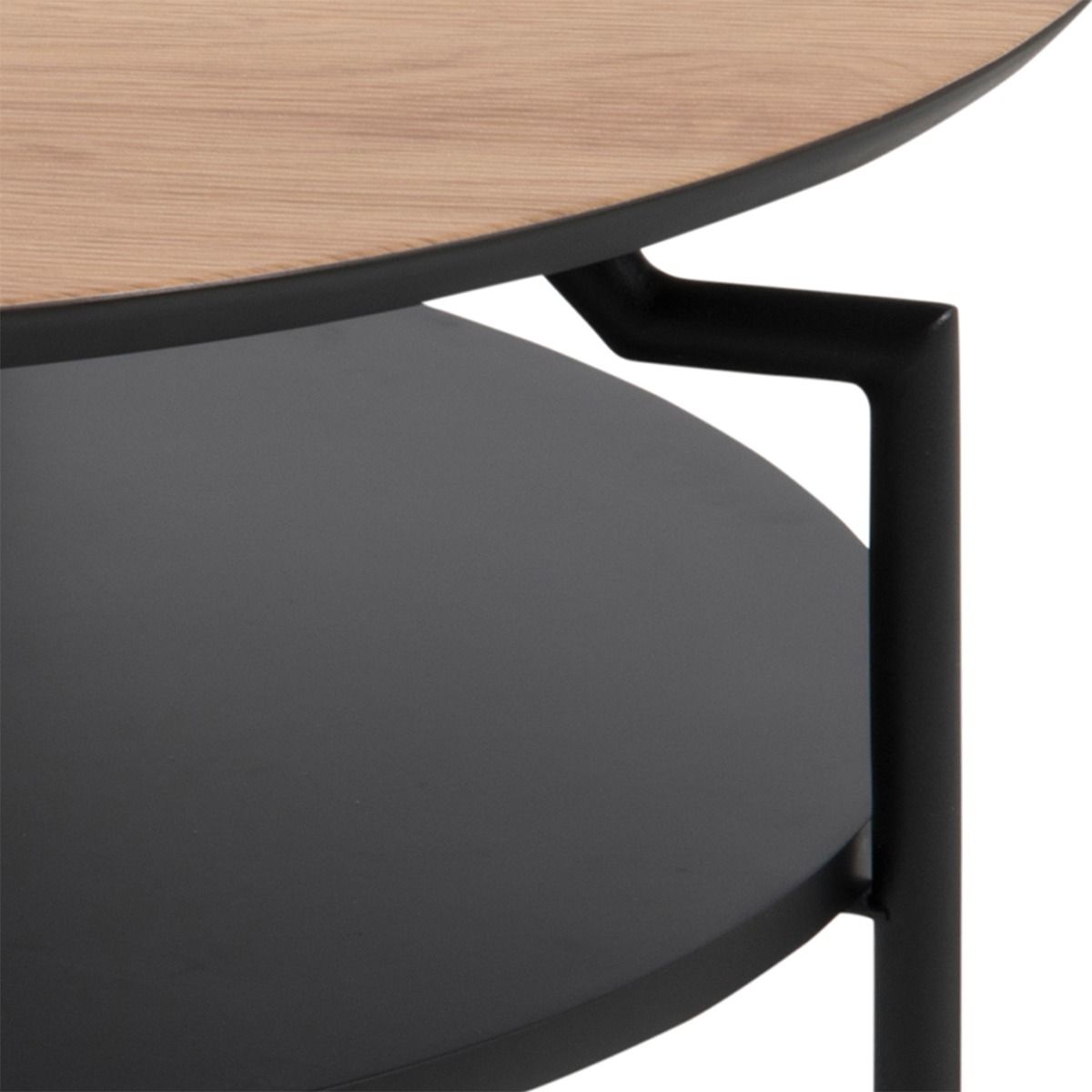 Wooden Coffee Table Round With Under Shelf - Goldington