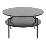 Wooden Coffee Table Round With Under Shelf - Goldington