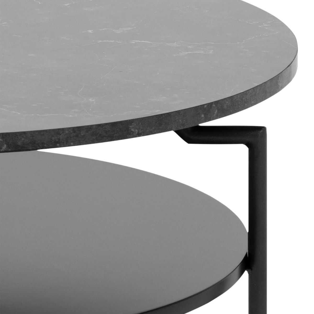 Wooden Coffee Table Round With Under Shelf - Goldington