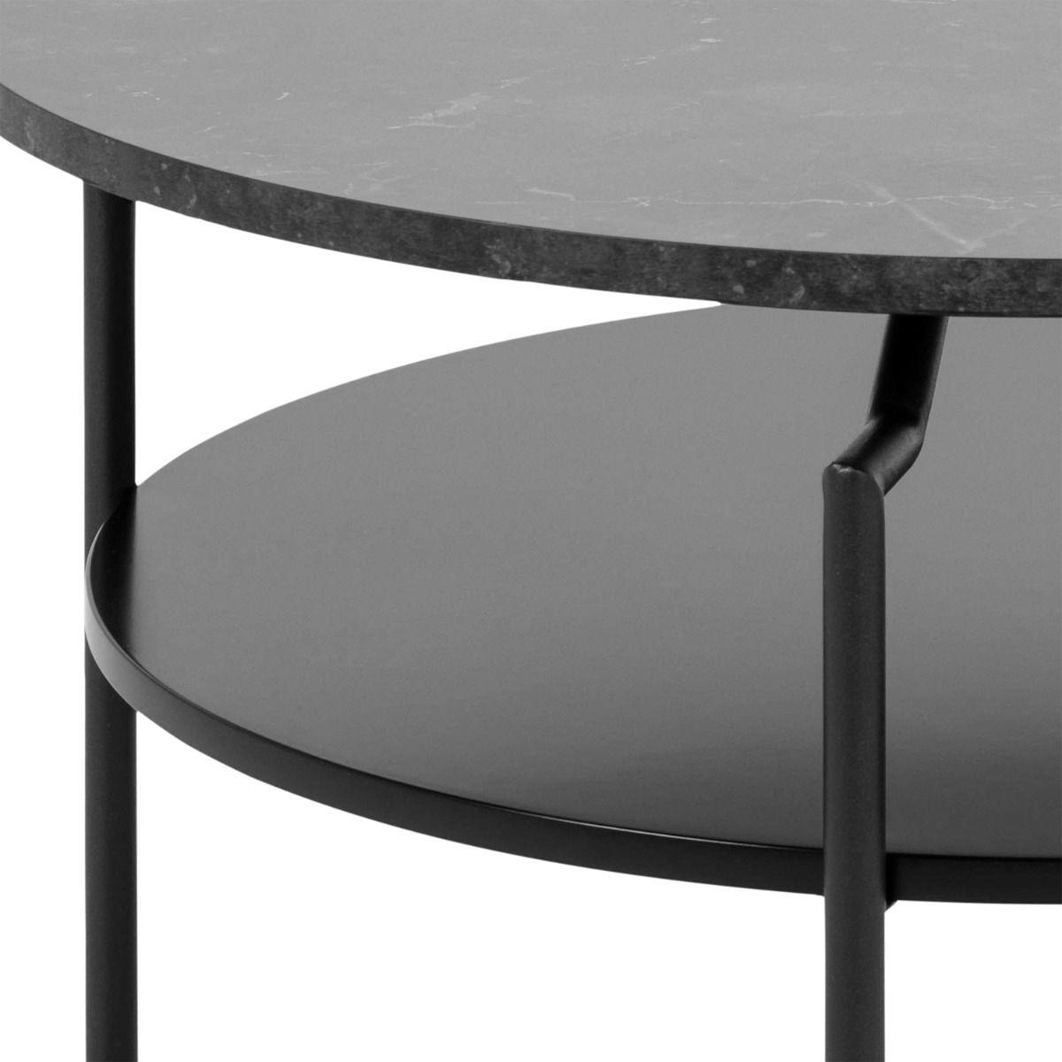 Wooden Coffee Table Round With Under Shelf - Goldington