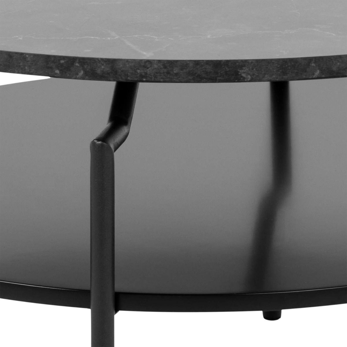 Wooden Coffee Table Round With Under Shelf - Goldington