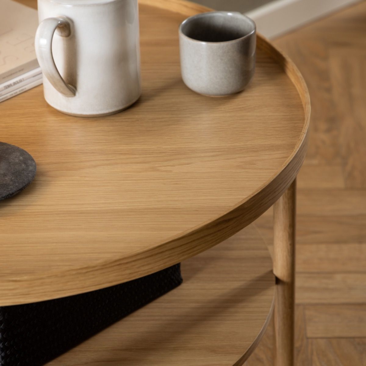 Wooden Coffee Table Round With Undershelf - Banbury