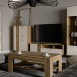 Wooden Coffee Table With Shelf Rectangular - Grafton