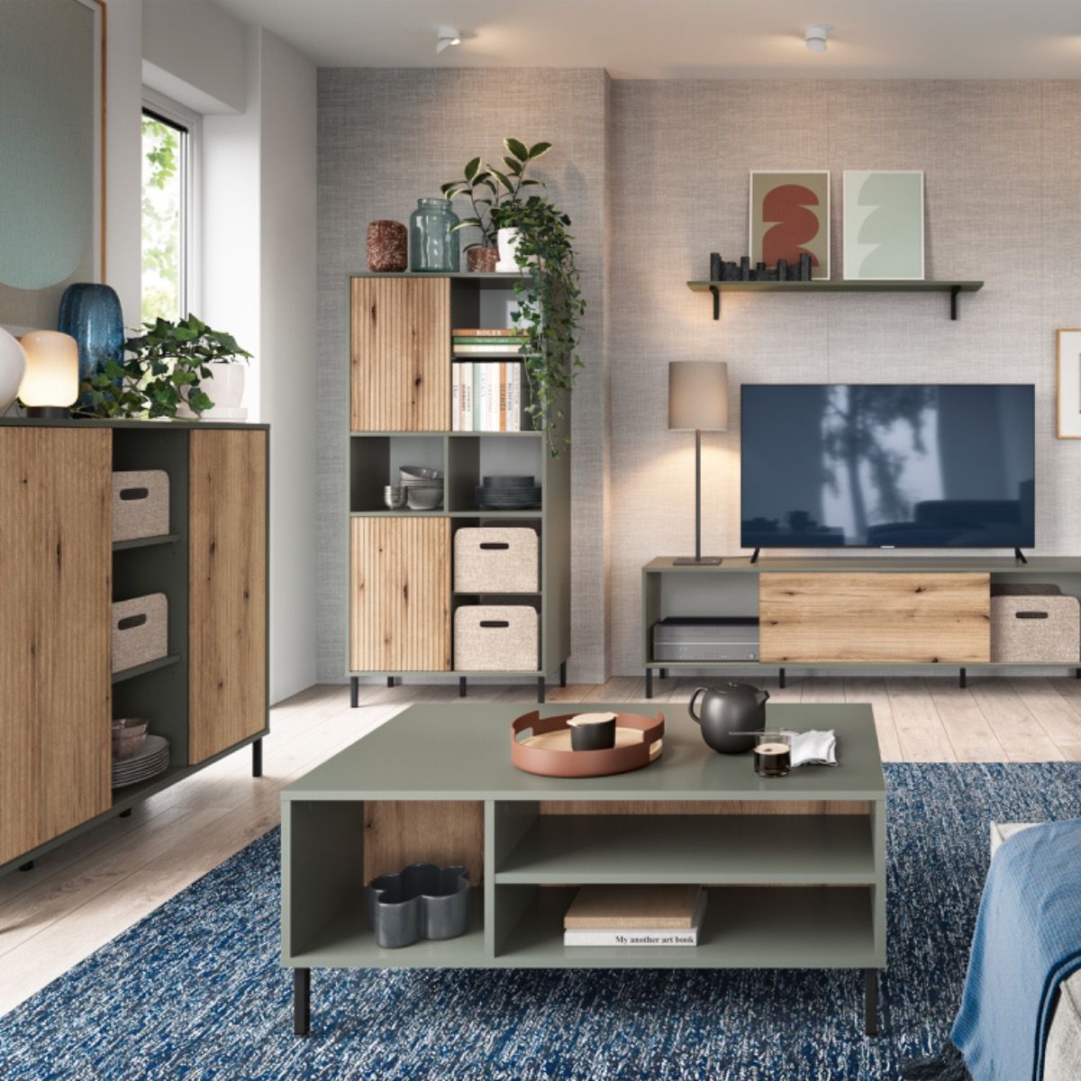 Wooden Coffee Table With Shelves Rectangular - Darwin