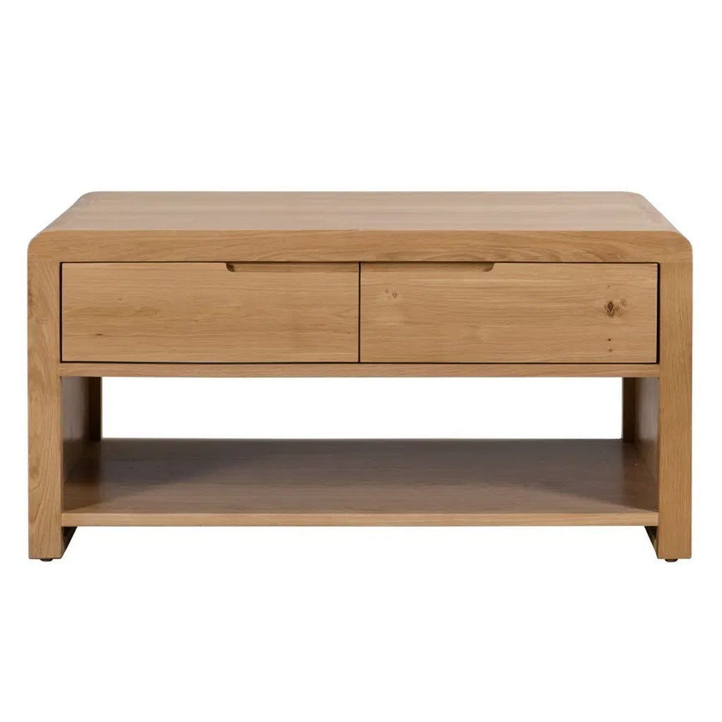 Wooden Coffee Table With 1 Drawer - Curve
