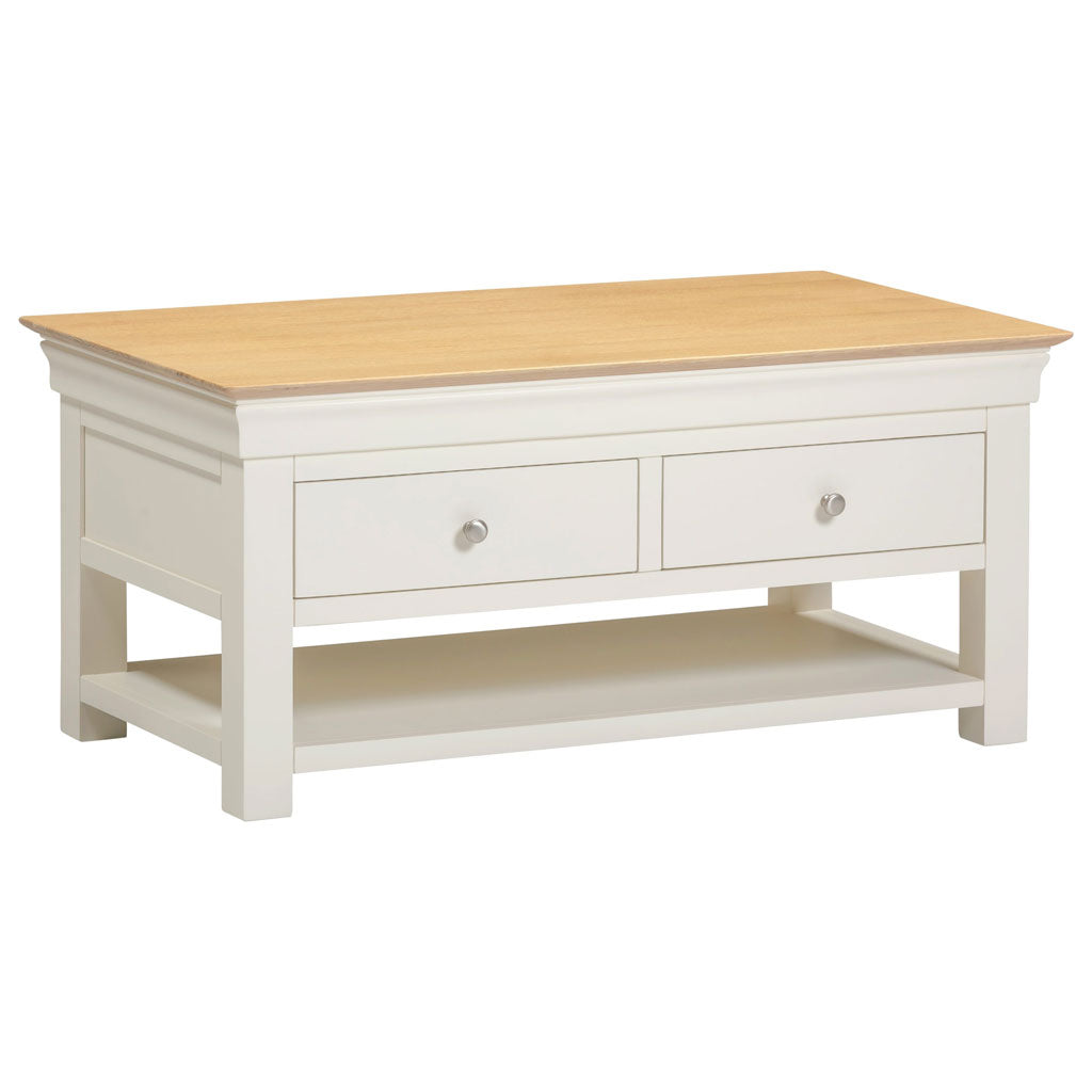 Wooden Coffee Table With 2 Drawers - Bordeaux