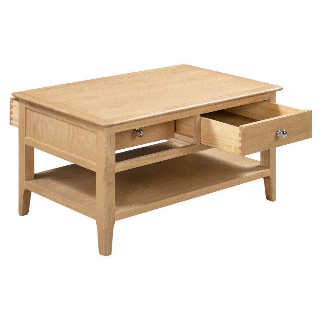 Wooden Coffee Table With 2 Drawers - Cotswold