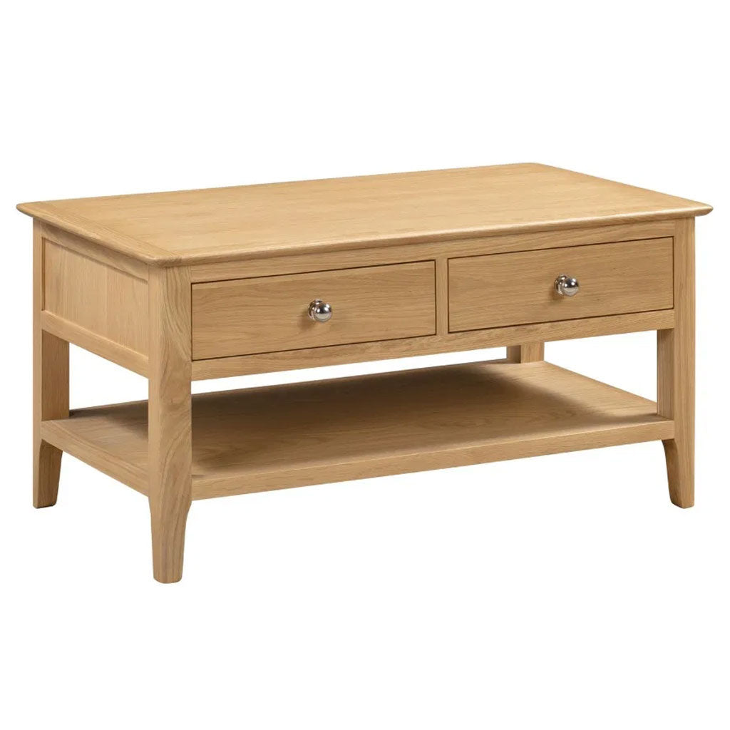 Wooden Coffee Table With 2 Drawers - Cotswold