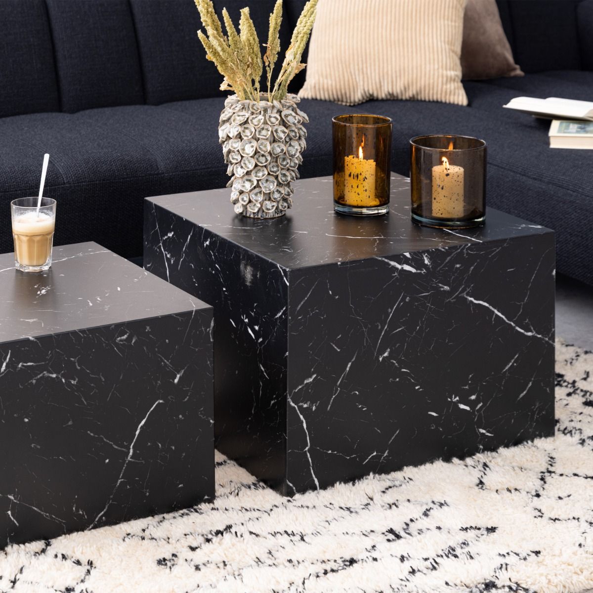 Wooden Coffee Tables in Set Of 2 Square - Dice
