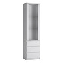 Wooden Cupboard Glazed Tall And Narrow With 1 Door And 3 Drawers - Fribo