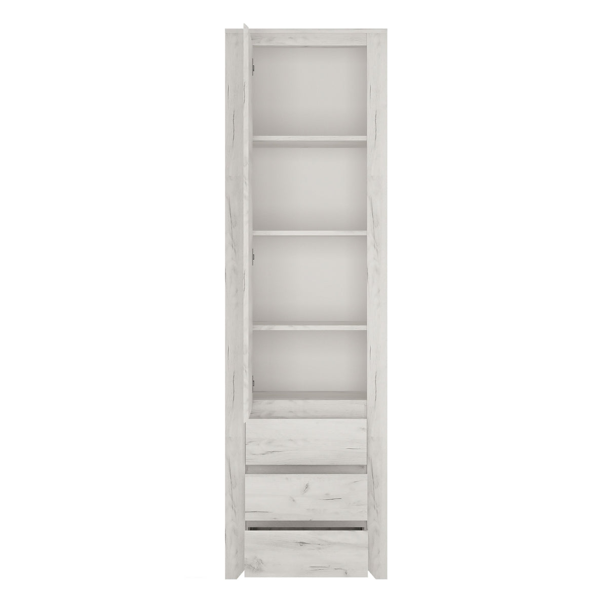 Wooden Cupboard Tall And Narrow With 1 Door 3 Drawers - Angel