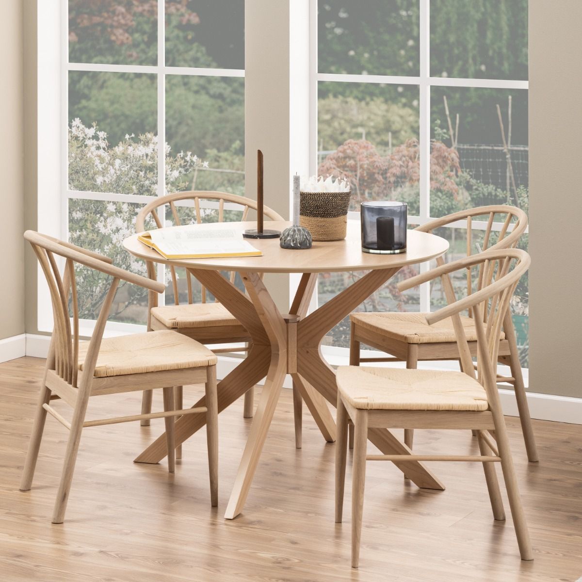 Wooden Dining Chairs With Armrest in Set Of 2 - Cassandra
