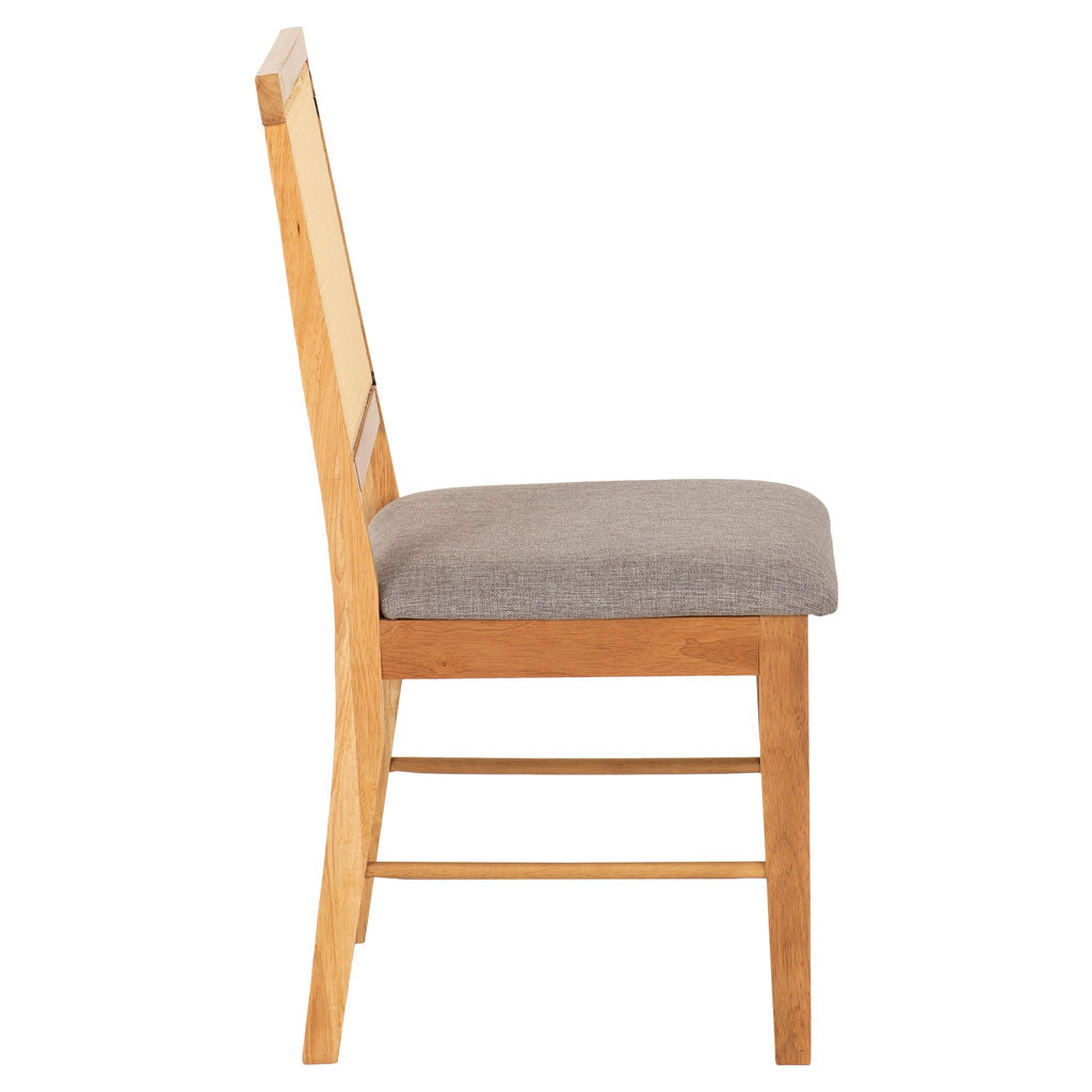 Wooden Dining Chairs In Set Of 2 With Fabric Seat - Ellis