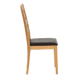 Wooden Dining Chairs With Faux Leather Seat in Set Of 2 - Logan