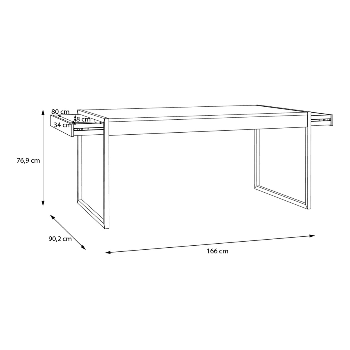 Wooden Dining Table for 4 to 6 People With 2 Drawers Rectangular - Duncan