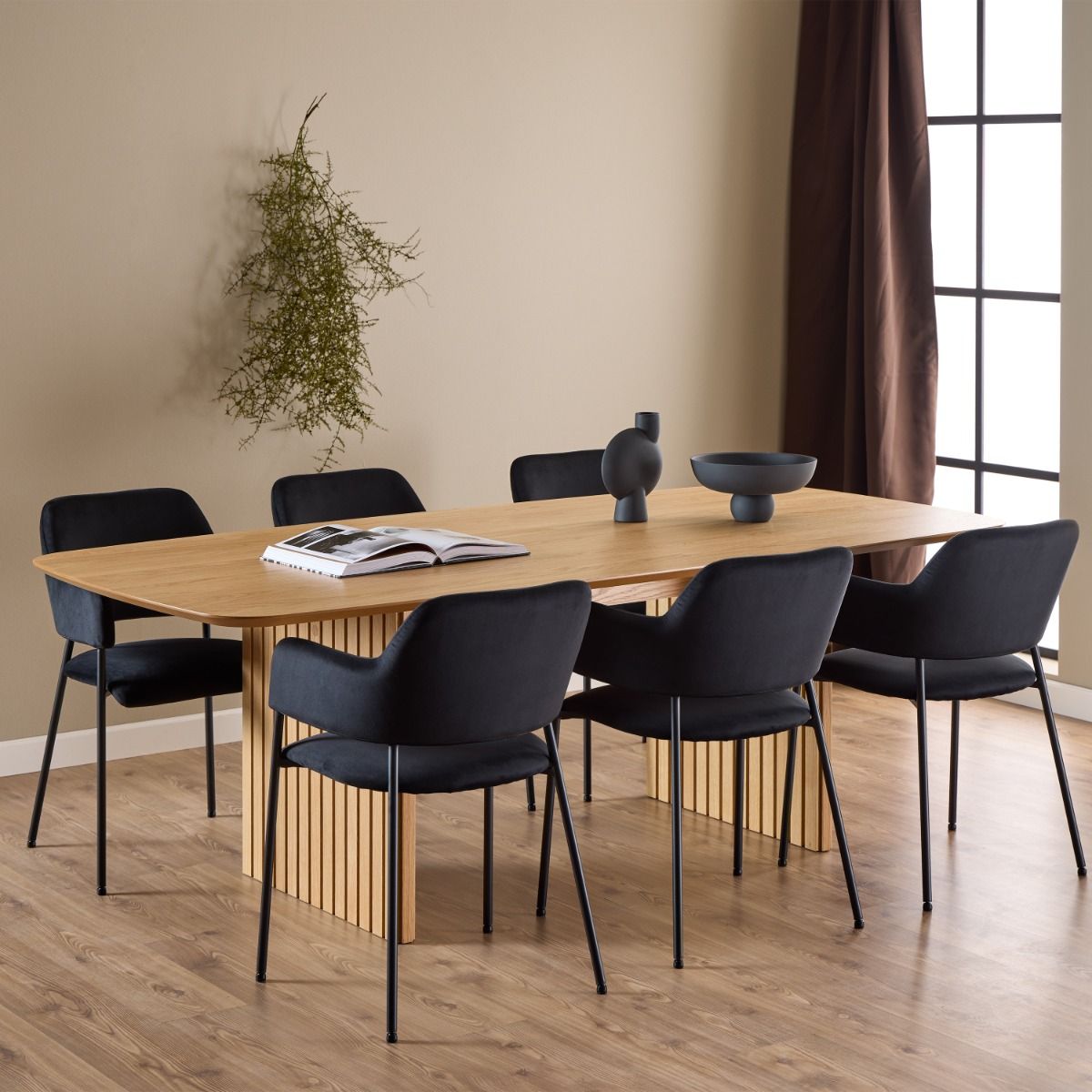 Wooden Dining Table for 6 People 220cm Wide Rectangular - Christo