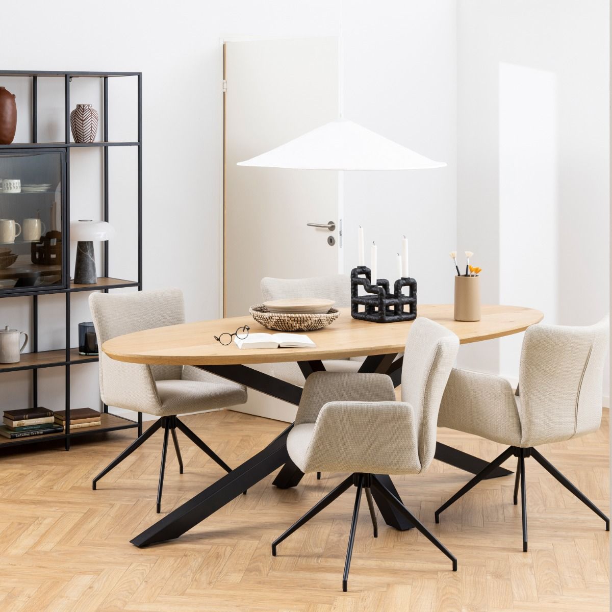 Wooden Dining Table for 8 People 220cm Wide Oval - Heaven