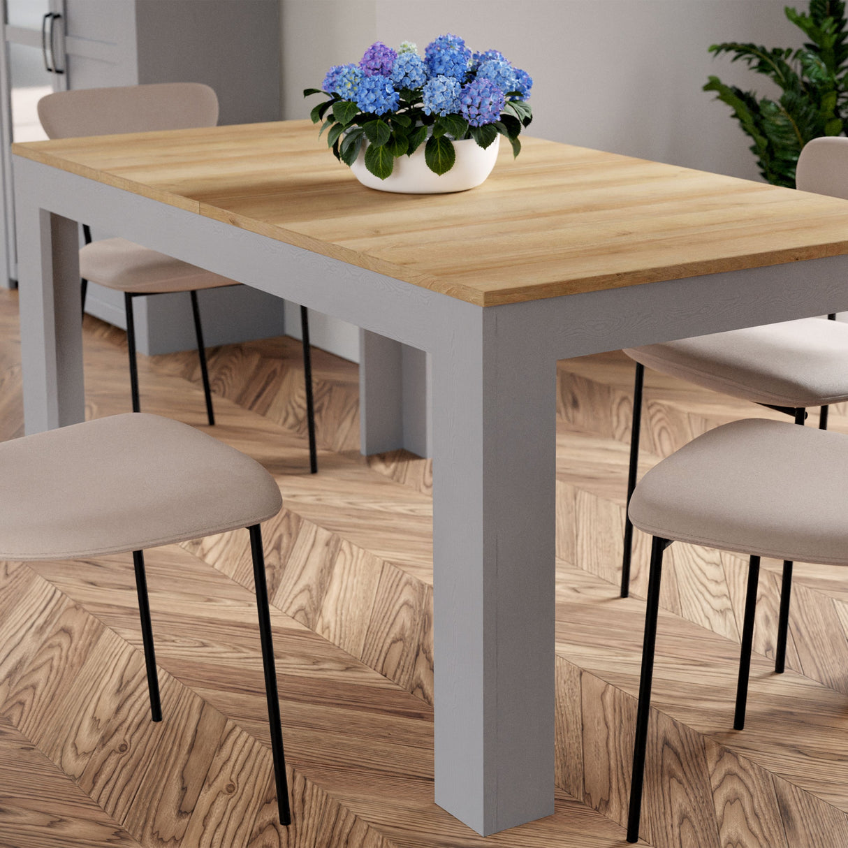 Wooden Dining Table for 4 to 6 People Extending Rectangular - Bohol