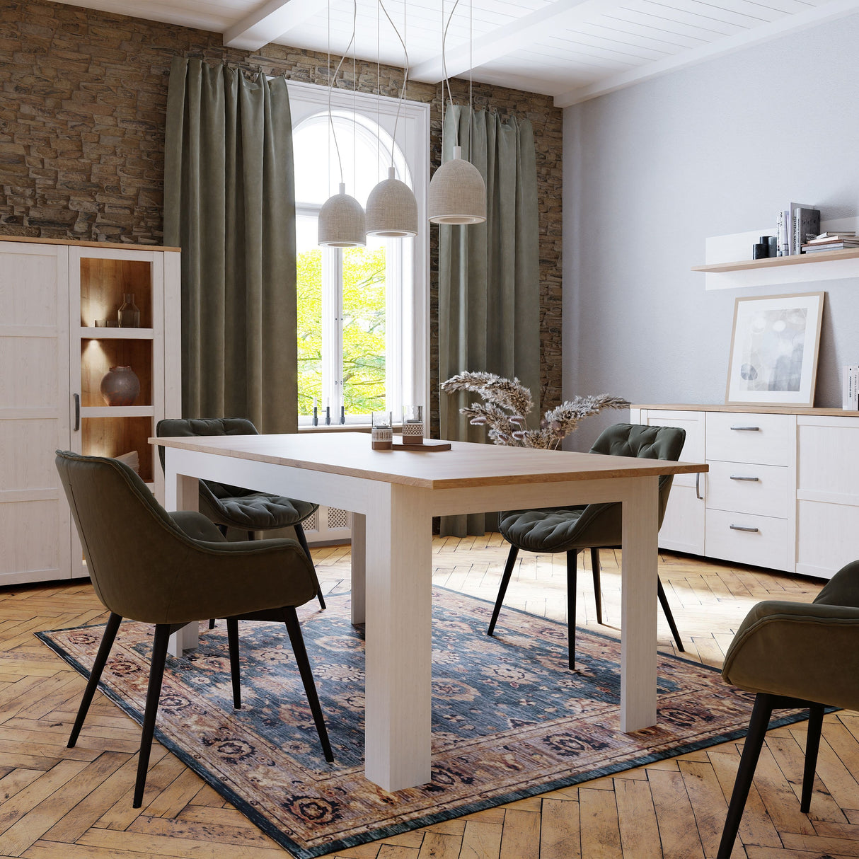 Wooden Dining Table for 4 to 6 People Extending Rectangular - Bohol