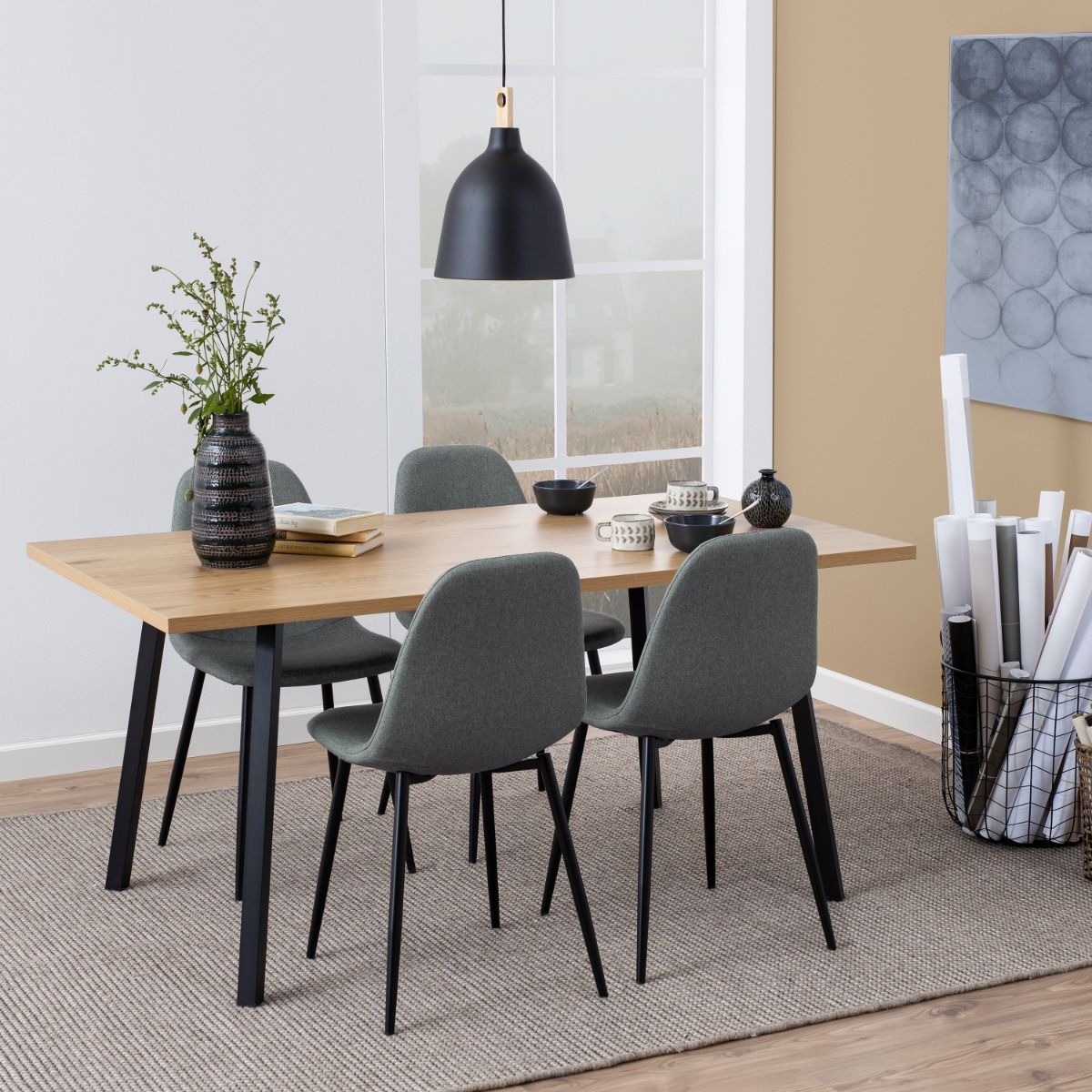 Wooden Dining Table for 4 People Rectangular - Cenny