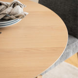 Wooden Dining Table Round With 4 Cassandra White Oak Dining Chairs