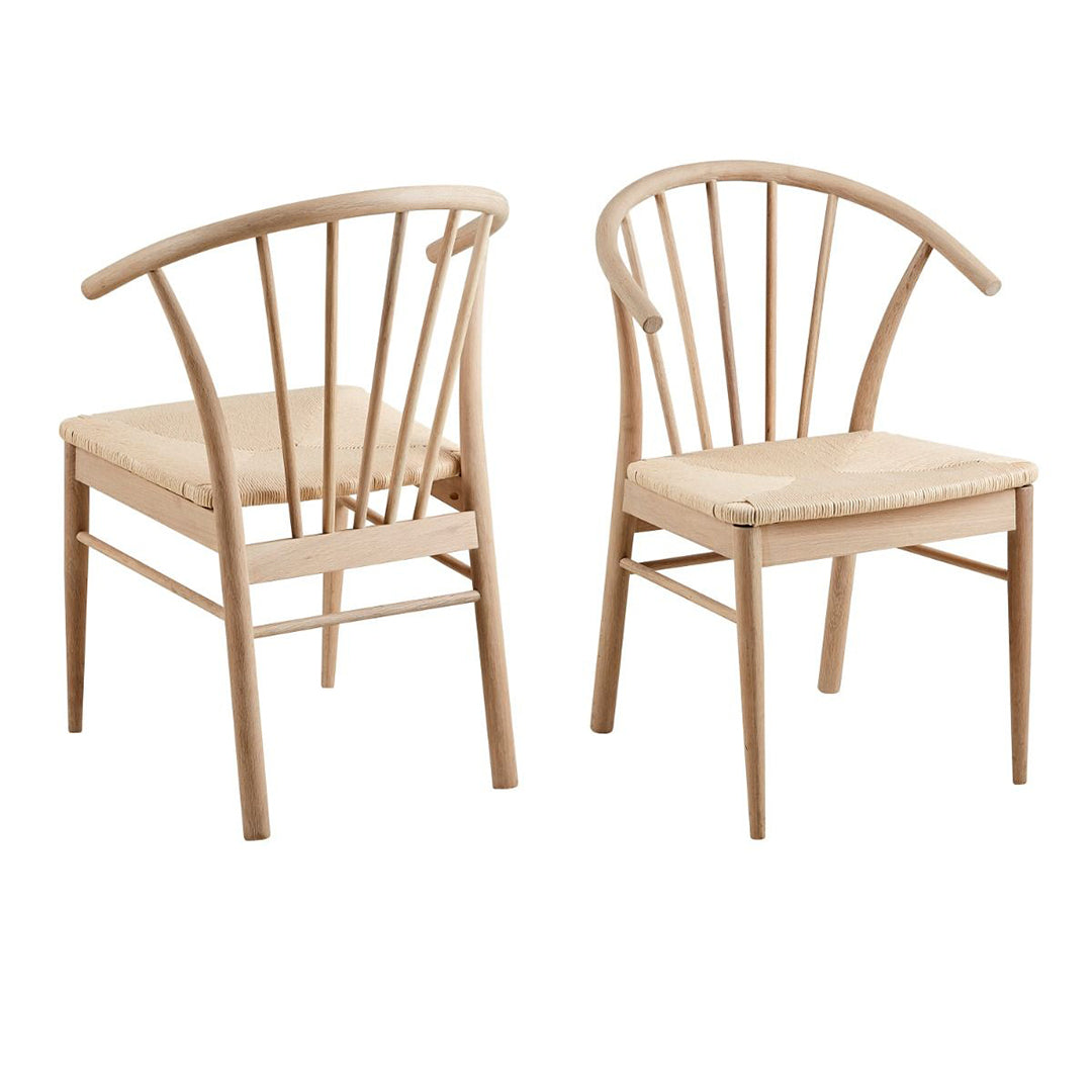 Wooden Dining Table Round With 4 Cassandra White Oak Dining Chairs