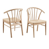 Wooden Dining Table Round With 4 Cassandra White Oak Dining Chairs