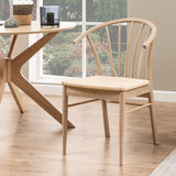 Wooden Dining Table Round With 4 Cassandra White Oak Dining Chairs