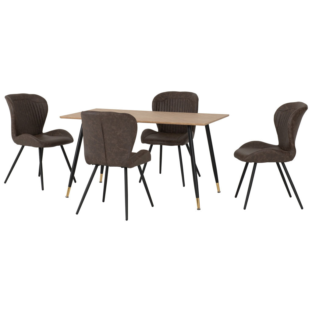 Wooden Dining Table With 4 Quebec Dining Chairs - Hamilton