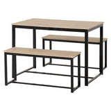 Wooden Dining Table With 2 Dining Benches - Lincoln