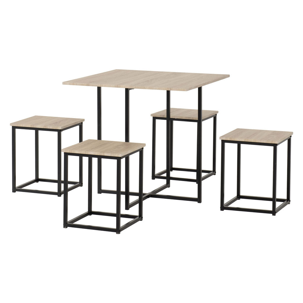Wooden Dining Table With 4 Stools - Kent