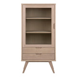Wooden Display Cabinet With 1 Glass Door And 2 Drawers - A-Line