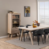Wooden Display Cabinet With 1 Glass Door And 2 Drawers - A-Line