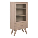 Wooden Display Cabinet With 1 Glass Door And 2 Drawers - A-Line