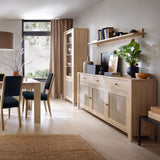 Wooden Display Cabinet With 2 Doors And 2 Drawers - Cestino