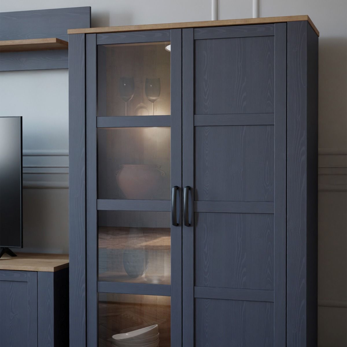Wooden Display Cabinet With 2 Doors And LED Lights - Bohol