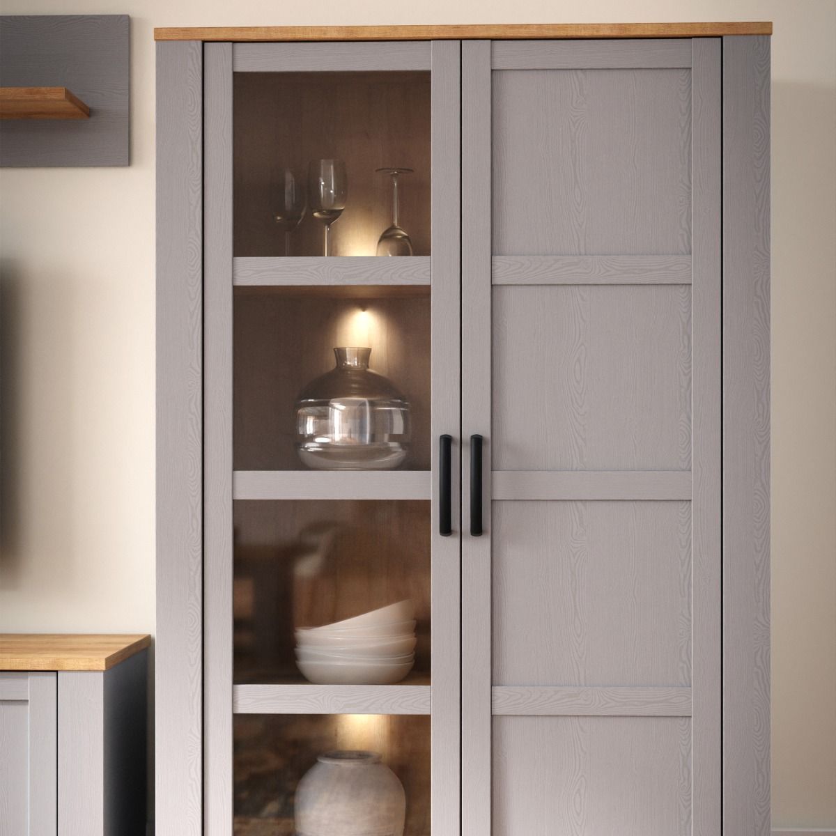Wooden Display Cabinet With 2 Doors And LED Lights - Bohol